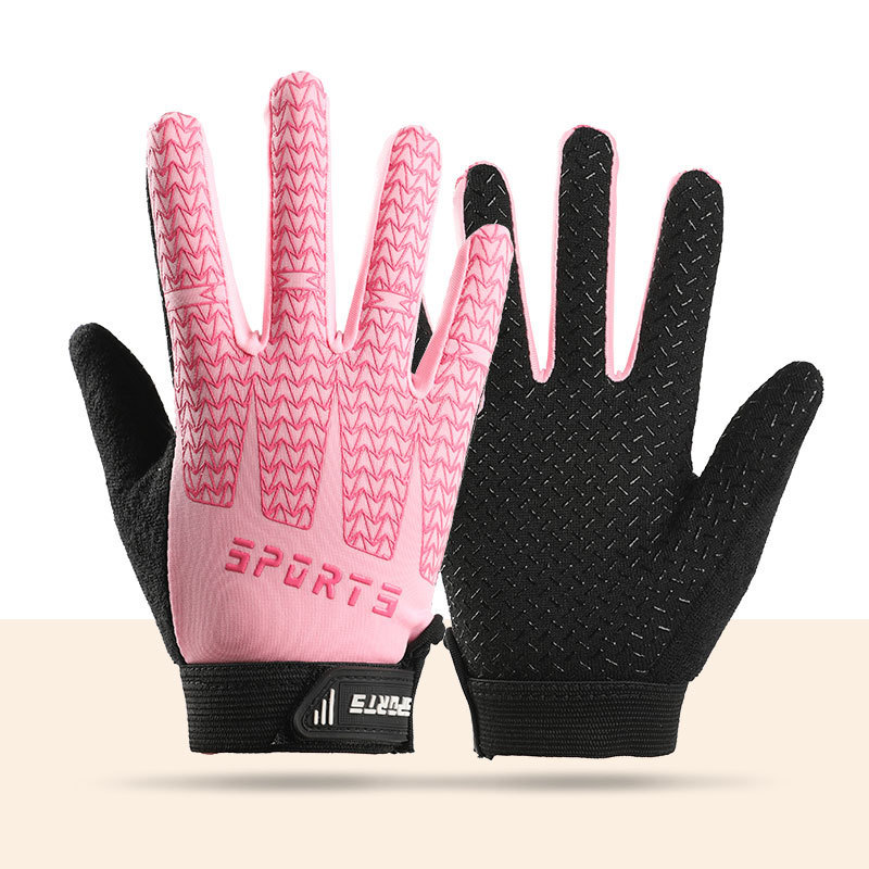 Black and Pink Breathable Cycling Gloves for Kids - Non-Slip Silicone Grip, Ice Silk & Shock-Absorbing Sports Mitts (M Size) - Image 1