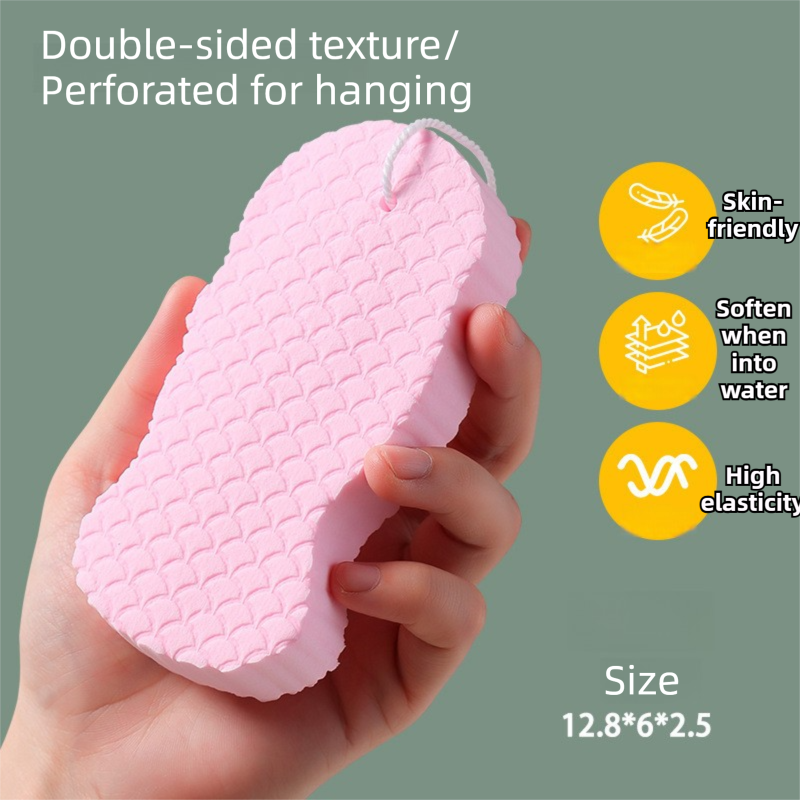3PCS Pink Nordic Style 3D Fish Scale Exfoliating Sponge - High Elasticity Body Scrubber for Painless Deep Clean - Image 1