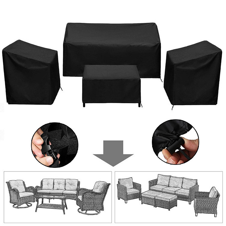 4PCS Large Outdoor Dustproof Furniture Cover Set with Zippered Bag (M Size) - Waterproof and UV-Resistant Garden Sofa, Desk & Chair Protectors - Image 1