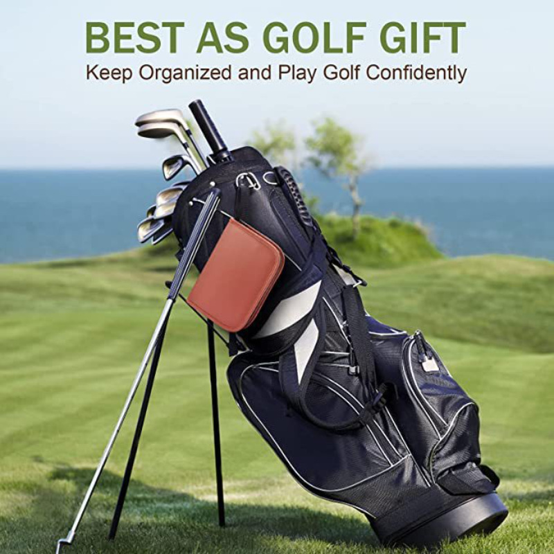 Black Premium PU Leather Golf Accessory Organizer - Professional Golf Tool Kit Empty Pouch - Image 4