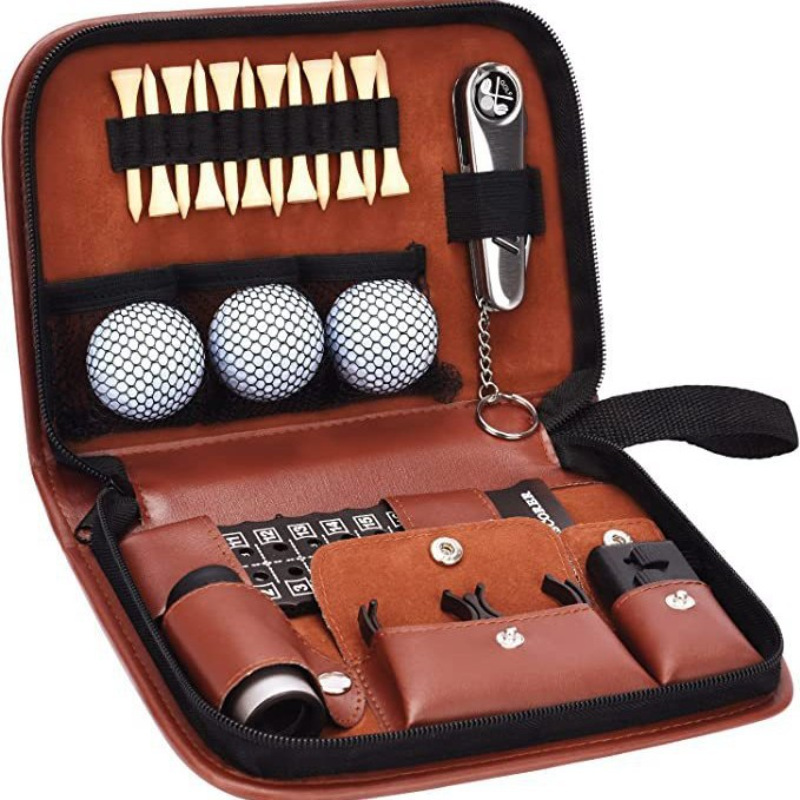 21-Piece Premium Golf Essential Accessory Kit with PU Leather Organizer - Professional Golf Tool Kit Pouch - Image 1