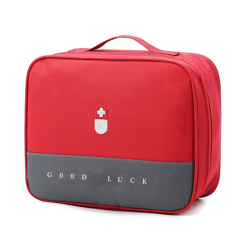 Red Large Capacity Empty First Aid Kit 25 x 14 x 20 CM - Durable Oxford Cloth Emergency Medical Storage Bag for Home Car Camping Travel - Image 1