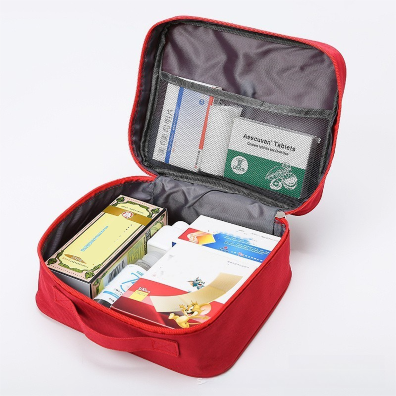 Red Large Capacity Empty First Aid Kit 25 x 14 x 20 CM - Durable Oxford Cloth Emergency Medical Storage Bag for Home Car Camping Travel - Image 2