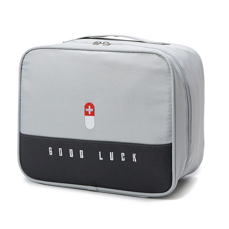 Grey Large Capacity Empty First Aid Kit 25 x 14 x 20 CM - Durable Oxford Cloth Emergency Medical Storage Bag for Home Car Camping Travel - Image 1