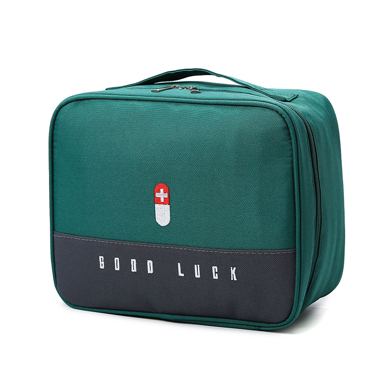 Green Large Capacity Empty First Aid Kit 25 x 14 x 20 CM - Durable Oxford Cloth Emergency Medical Storage Bag for Home Car Camping Travel - Image 1