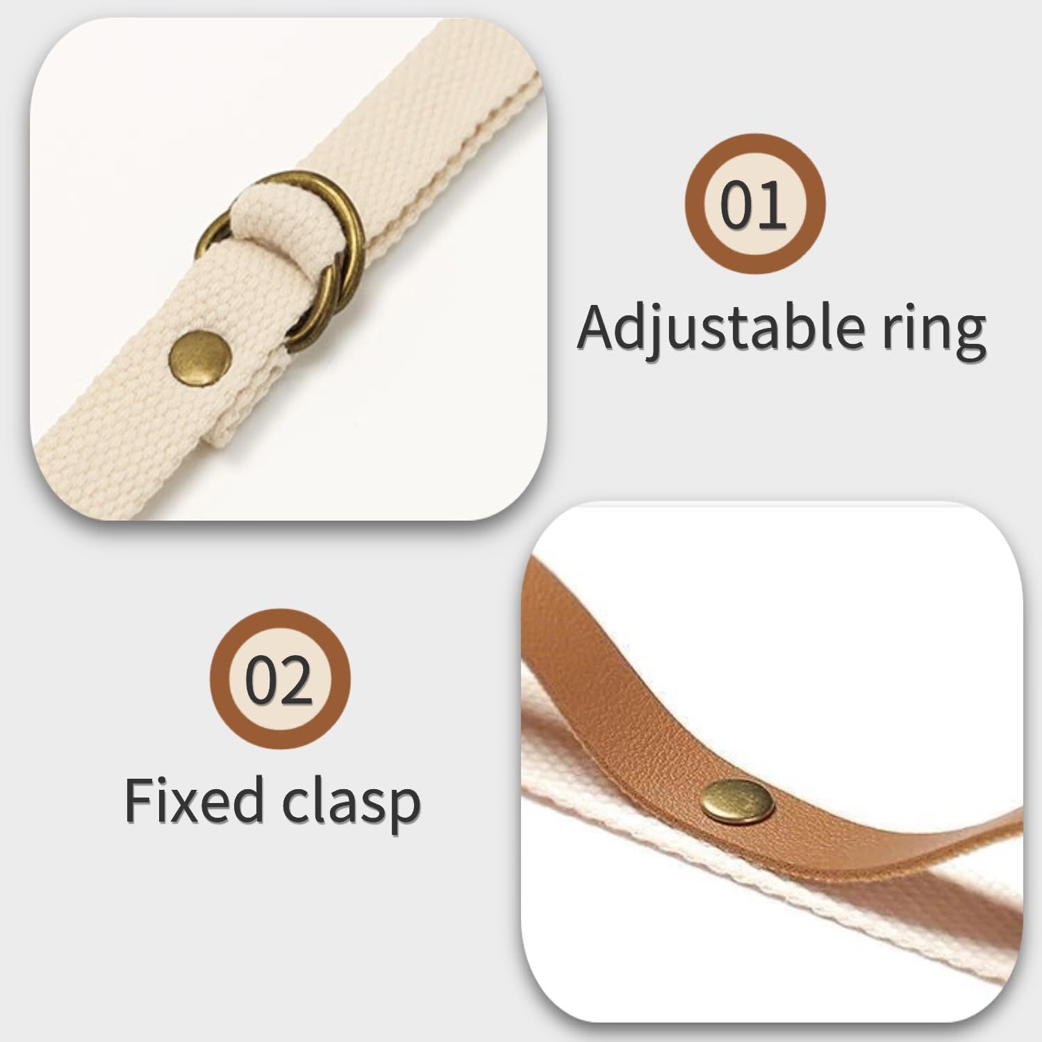 Khaki 5.3M Heavy Duty PU Leather Camping Lanyard with 19 Carabiners  - Portable Outdoor Clothesline for Tents & Canopies - Image 4