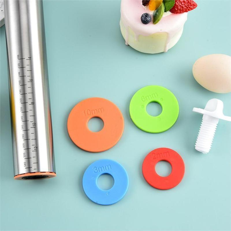 Adjustable Stainless Steel Rolling Pin with 4 Precise Thickness Rings & Clear Measurement Markings - Image 4