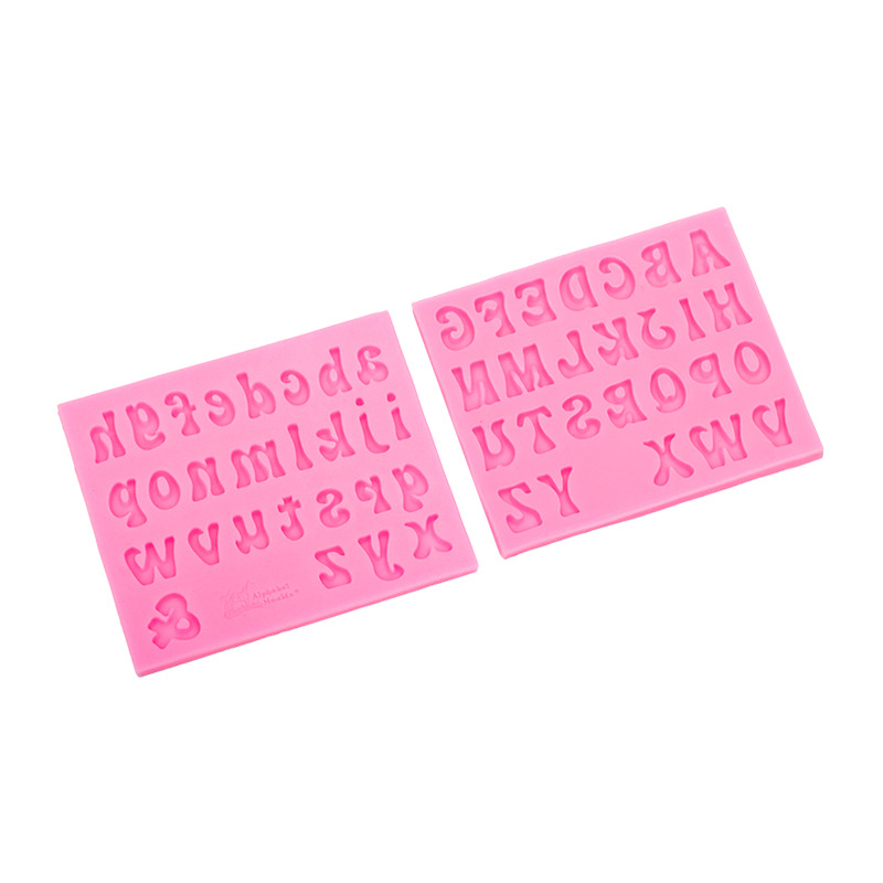4-Pack Pink Alphabet & Numbers Silicone Fondant Molds - Heat Resistant Cake Decoration & Resin Crafting Tools - Image 3