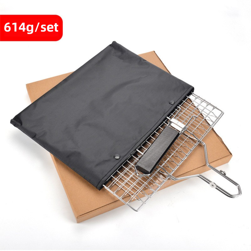 180° Foldable Stainless Steel BBQ Grilling Net Basket with Storage Bag & Secure Lock - Fish, Chicken Wings & Vegetable Barbecue Mesh Clip - Image 4