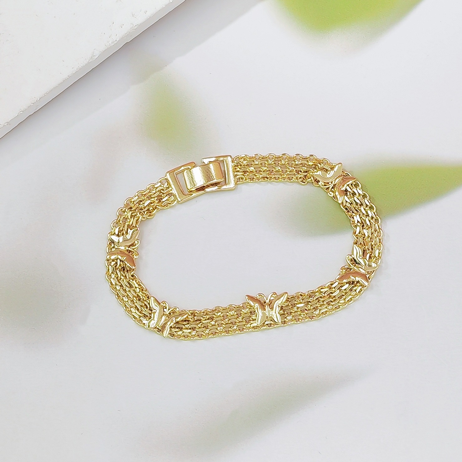 Gold Vintage Hollow Butterfly Metal Chain Bracelet - Premium Copper High-End Designer Intricate Jewelry - Image 1