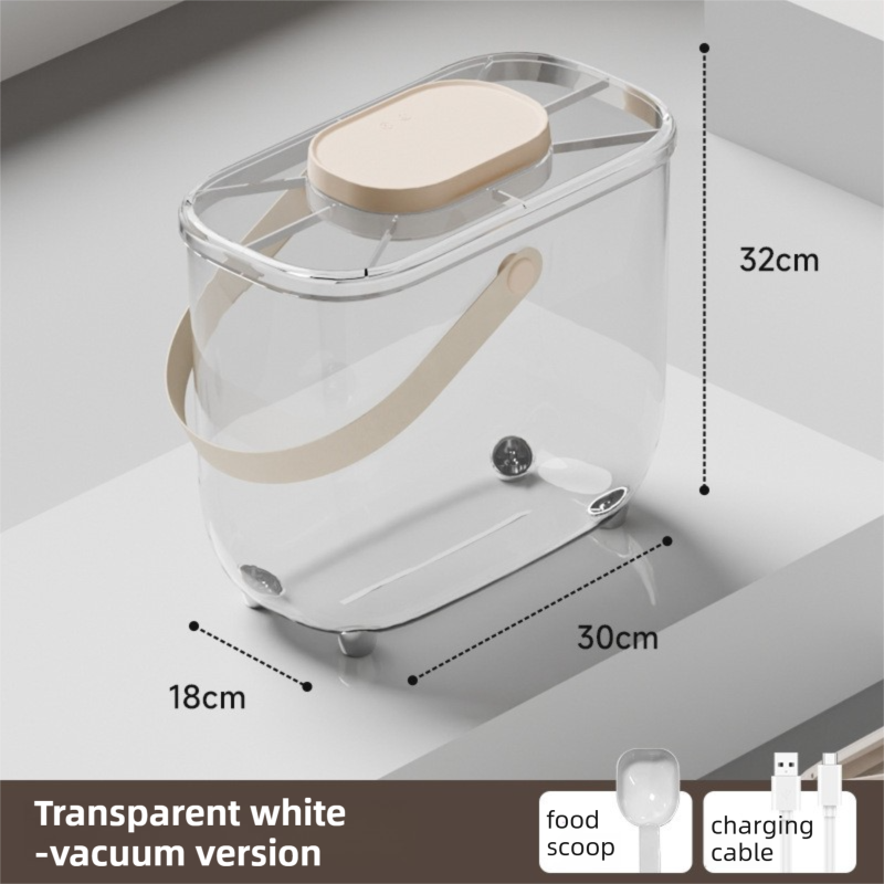 10L Smart Vacuum Pet Food Storage Container - Moisture & Insect Proof, Constant Pressure Paws-Keep-Fresh(Transparent White) - Image 1