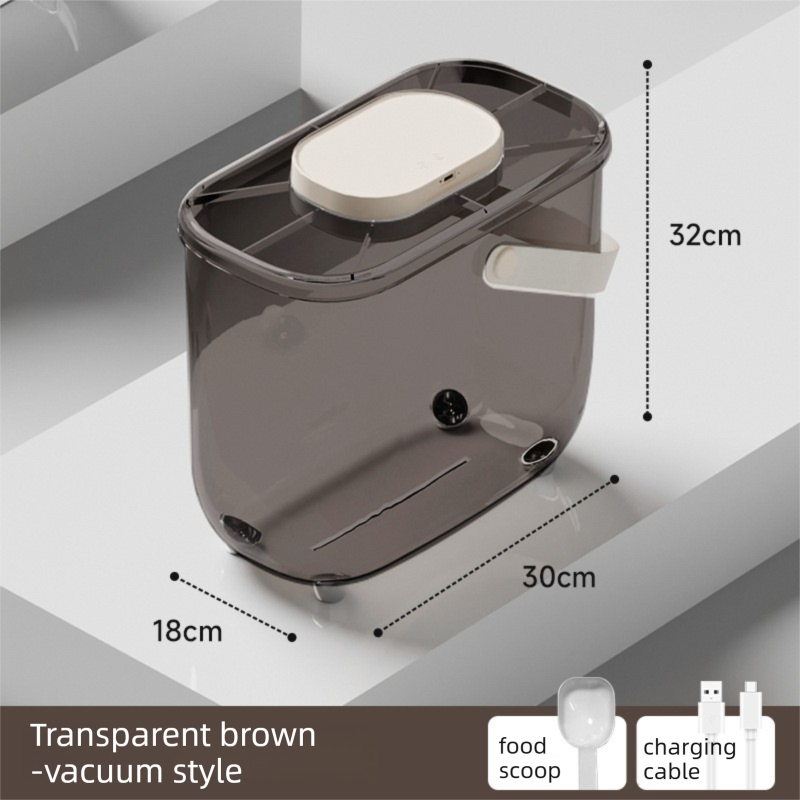 10L Smart Vacuum Pet Food Storage Container - Moisture & Insect Proof, Constant Pressure Paws-Keep-Fresh(Transparent Brown) - Image 1