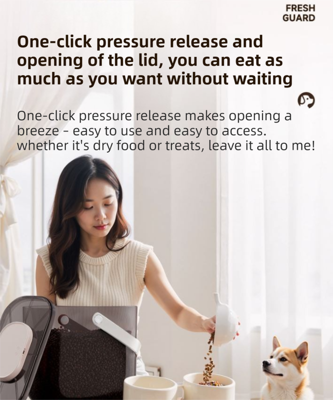 10L Smart Vacuum Pet Food Storage Container - Moisture & Insect Proof, Constant Pressure Paws-Keep-Fresh(Transparent Brown) - Image 6