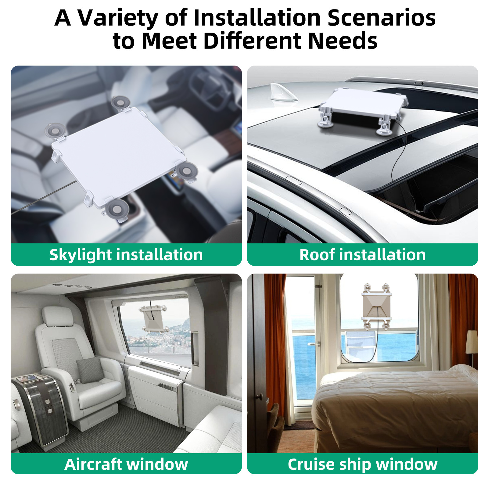 Universal Car Quad-Suction Cup Mount for Starlink Mini - Weather-Resistant Secure Vehicle Stabilizer for Sunroof & Window Glass - Image 4