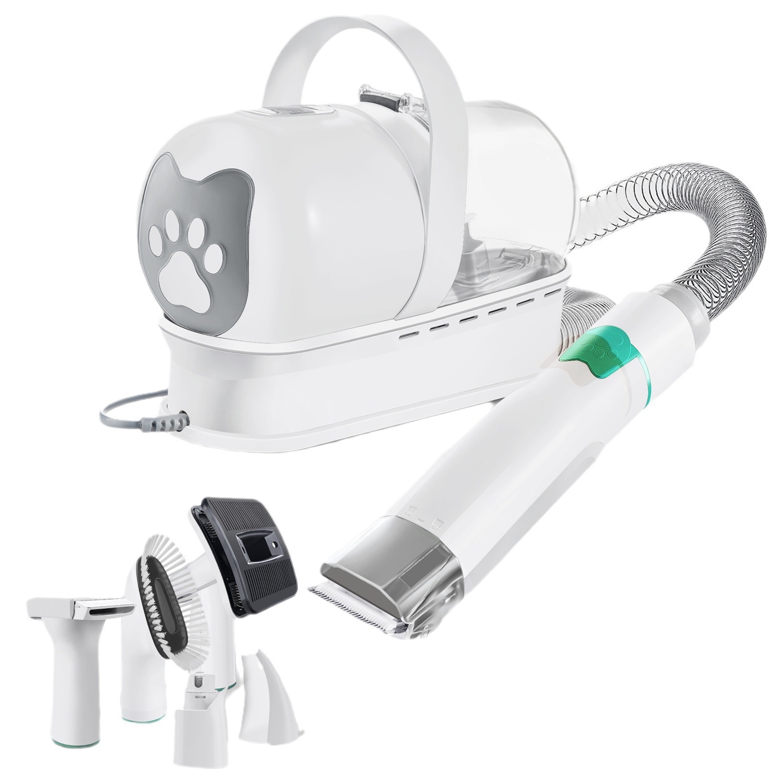 7-in-1 White Multifunctional Pet Grooming Vacuum Kit - Dog Cat Home Barber Shop & Low Noise Shedding Groomer with 1L Large Dust Cup - Image 1