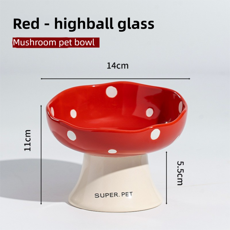 Red Elevated 15° Tilted Ceramic Cat Bowl - Anti-Chin Acne Glaze Finish, Non-Slip Weighted Base & Neck Protection Pet Feeder - Image 1