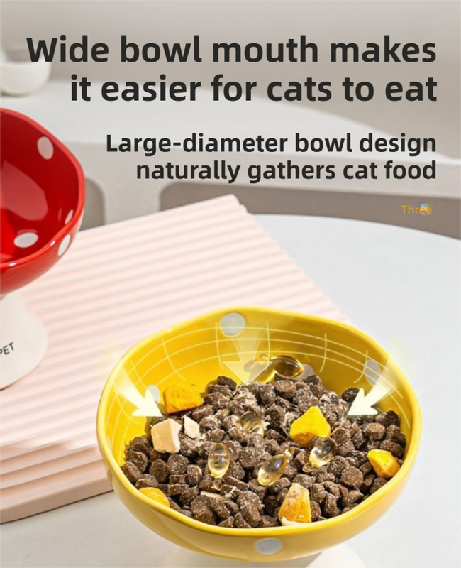 Red Elevated 15° Tilted Ceramic Cat Bowl - Anti-Chin Acne Glaze Finish, Non-Slip Weighted Base & Neck Protection Pet Feeder - Image 4