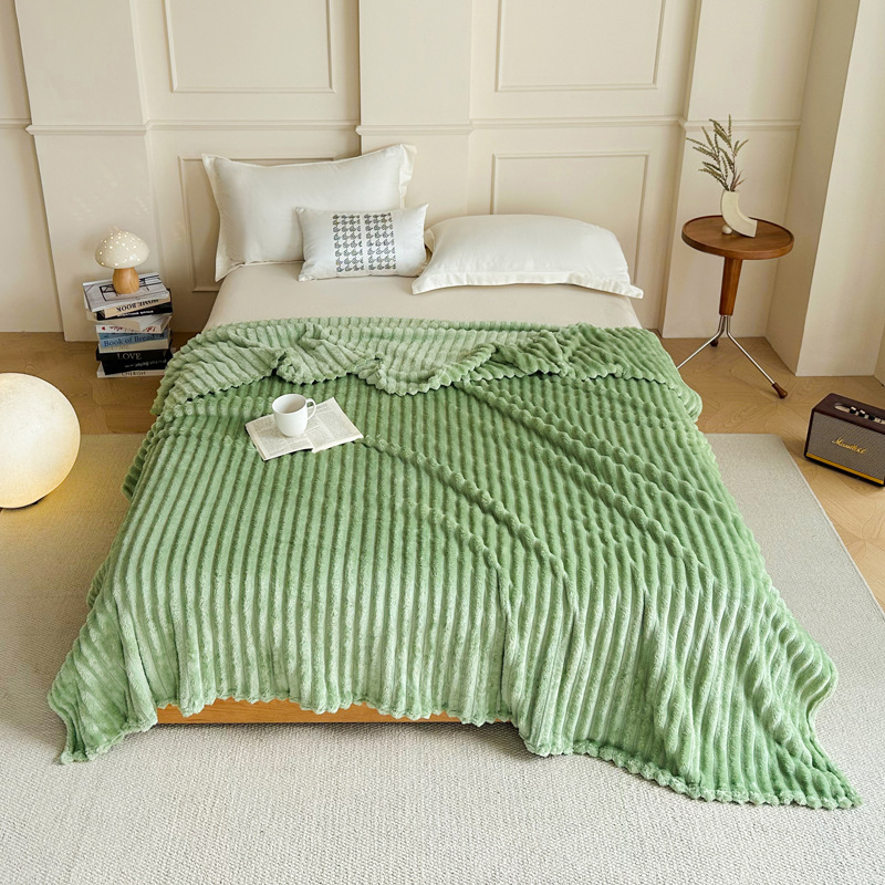 2-Pack Green Ultra-Soft Faux Rabbit Fur Plush Sofa Cushion & Bedding Blanket(150 x 200 CM + 200 x 230 CM) - Luxury Double-Sided Thickened Winter Fleece - Image 1
