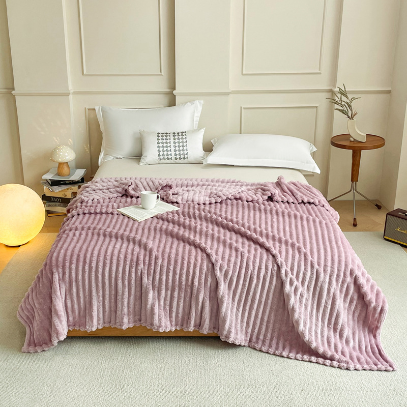 Purple 230 x 200 CM Ultra-Soft Faux Rabbit Fur Plush Sofa Cushion & Bedding Blanket - Luxury Double-Sided Thickened Winter Fleece - Image 1