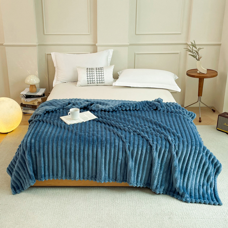 Dark Blue 230 x 200 CM Ultra-Soft Faux Rabbit Fur Plush Sofa Cushion & Bedding Blanket - Luxury Double-Sided Thickened Winter Fleece - Image 1