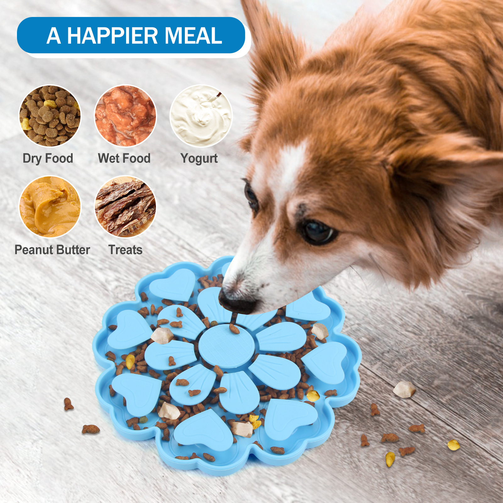 Yellow 4-in-1 Textured Silicone Pet Lick Mat & Slow Feeder - Anti-Anxiety Calming Pad with Back Suction Cups - Image 4