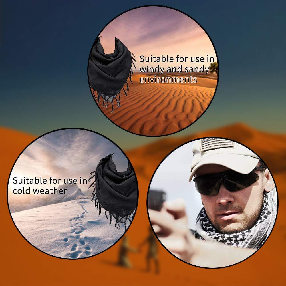 Black 110x110CM Military Shemagh Cotton Tactical Desert Scarf - Versatile Protective Face Mask and Head Wrap for Motorcycling, Paintball & Outdoors - Image 2