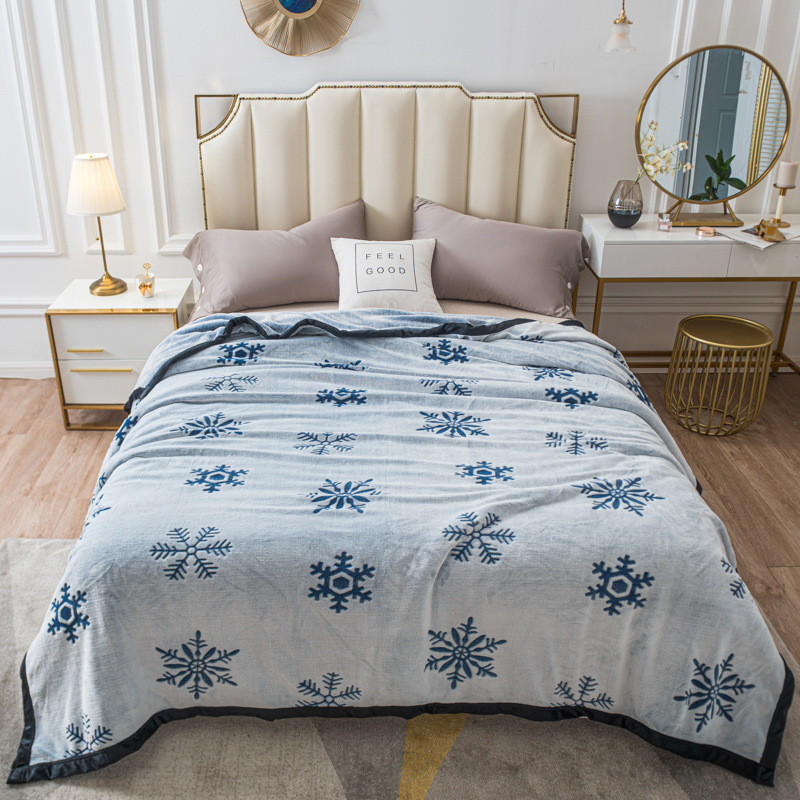 Blue Floral Fantasy 100x150CM Premium Double-Sided Print Flannel Blanket - Soft All-Season Air Conditioning Throw for Office Nap & Travel - Image 1