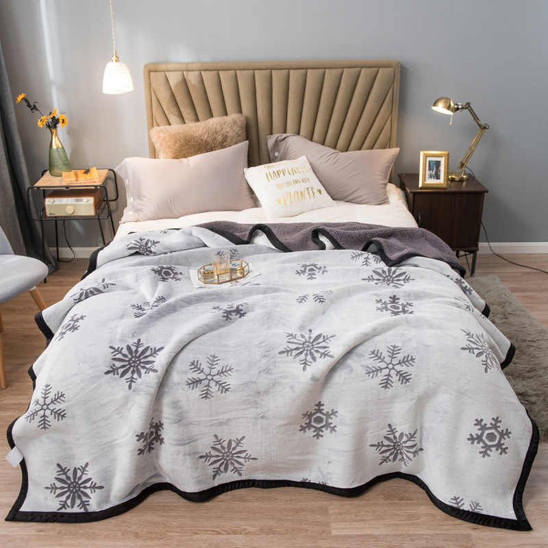 Grey Floral Fantasy 180x200CM Premium Double-Sided Print Flannel Blanket - Soft All-Season Air Conditioning Throw for Office Nap & Travel - Image 1