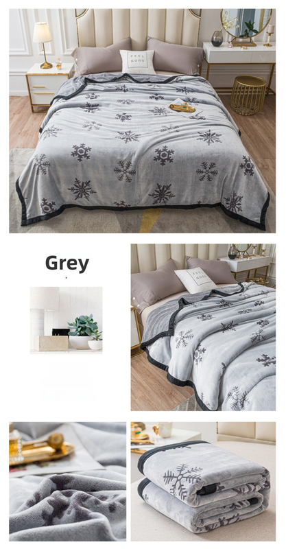 Grey Floral Fantasy 180x200CM Premium Double-Sided Print Flannel Blanket - Soft All-Season Air Conditioning Throw for Office Nap & Travel - Image 2
