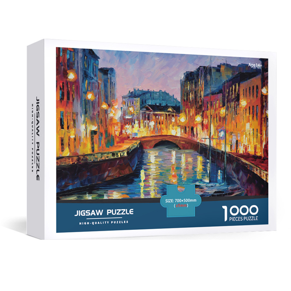 1000-Piece Large Jigsaw Puzzles with 70x50CM Display (Venice Theme) - 6 LetterAlphabetical Zone Partitioning, Stress-Relief Educational Toy for Teens & Adults - Image 1