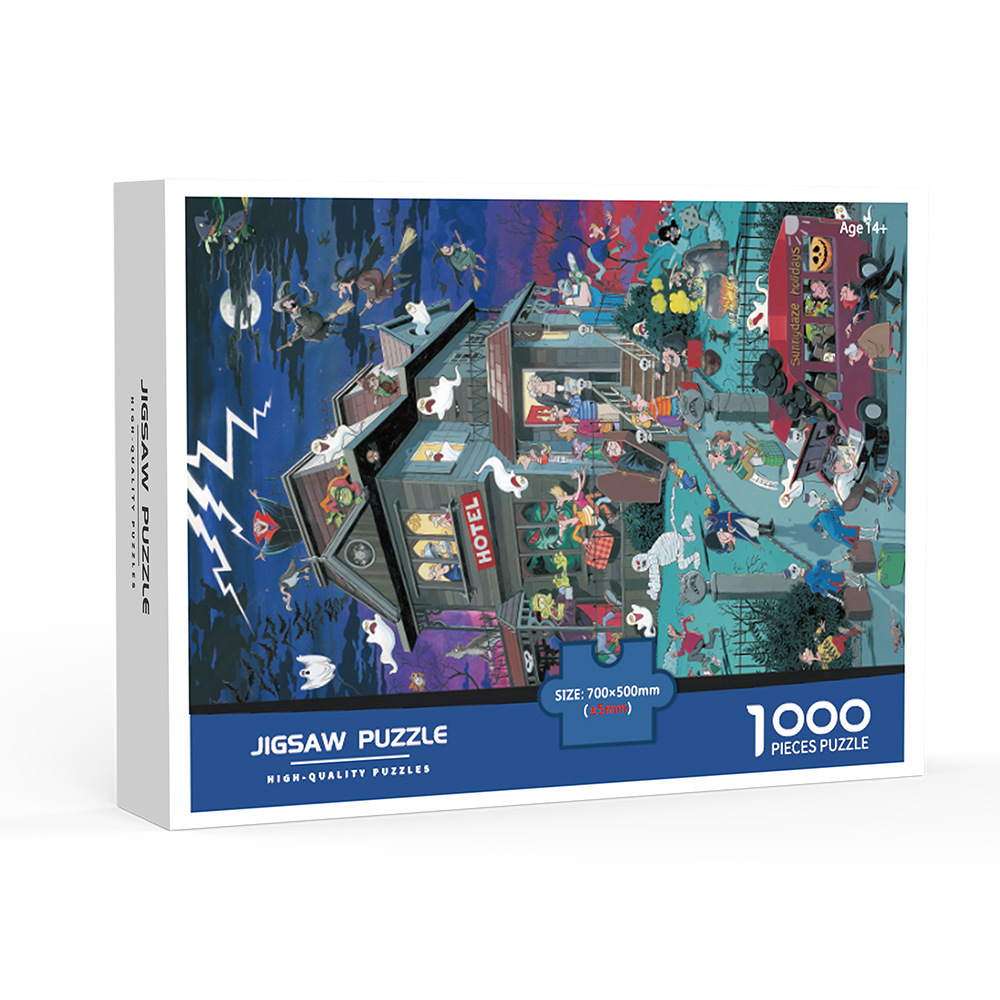 1000-Piece Large Jigsaw Puzzles with 70x50CM Display (Halloween Spooktacular Theme) - 6 LetterAlphabetical Zone Partitioning, Stress-Relief Educational Toy for Teens & Adults - Image 1