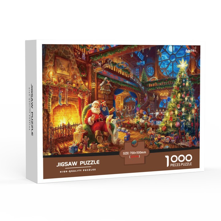 1000-Piece Large Jigsaw Puzzles with 70x50CM Display (Santa Claus Theme) - 6 LetterAlphabetical Zone Partitioning, Stress-Relief Educational Toy for Teens & Adults - Image 1