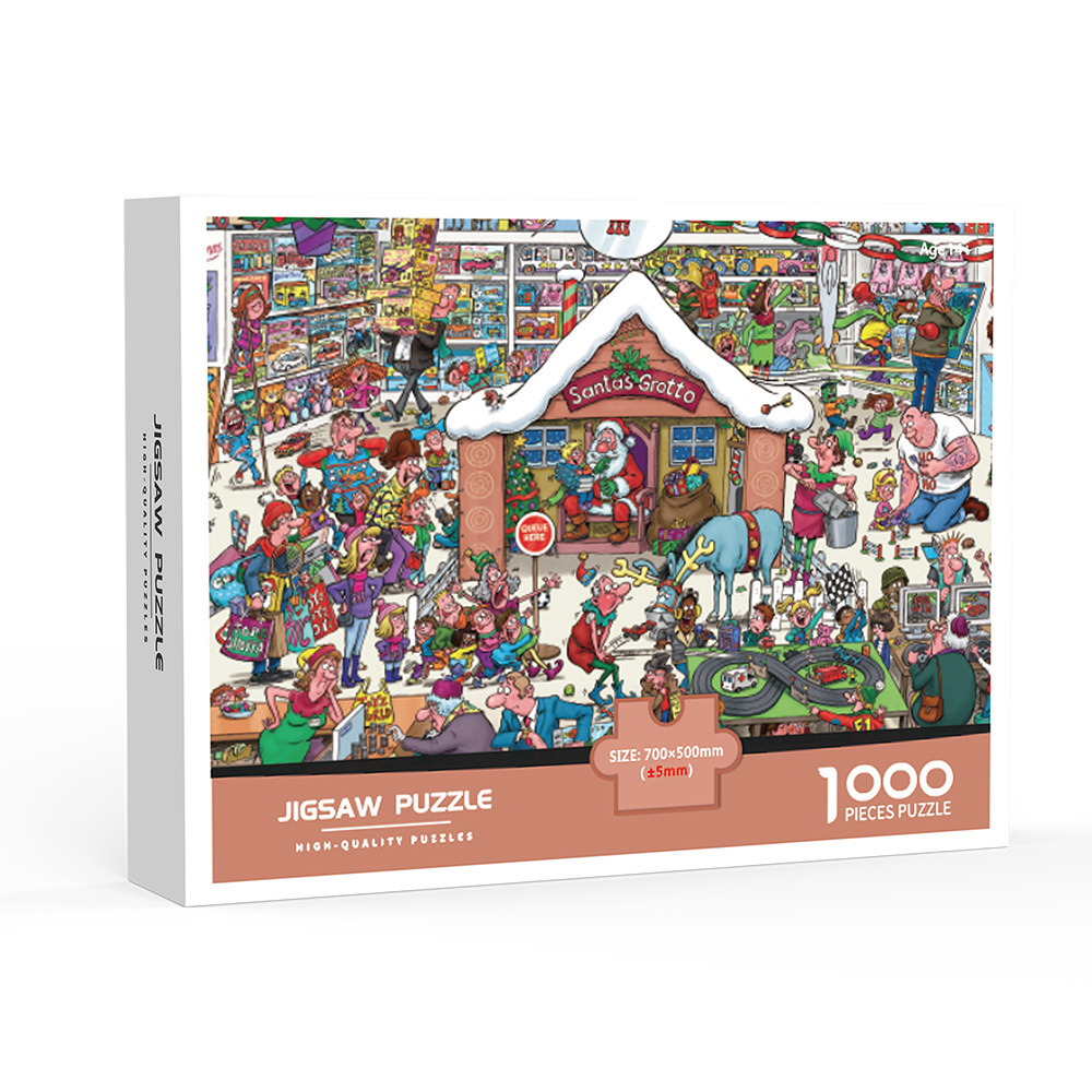 1000-Piece Large Jigsaw Puzzles with 70x50CM Display (Christmas Store Theme) - 6 LetterAlphabetical Zone Partitioning, Stress-Relief Educational Toy for Teens & Adults - Image 1