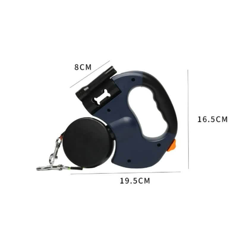 Blue One-to-Two Retractable Dog Leash with One-Click Safety Lock & Night Light - 3M Tangle-Free 360° Rotation Walking Leash - Image 6