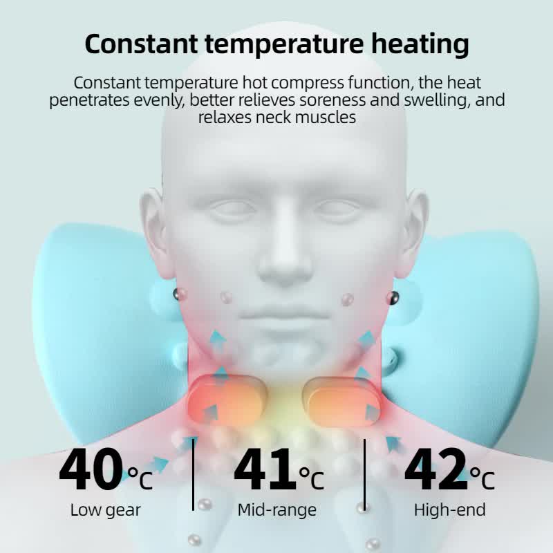 Intelligent Cervical Traction Pillow with Heat Compression & Magnetic Therapy - Red Light Therapy & EMS Pulse Dual-Angle Neck Massager - Image 3