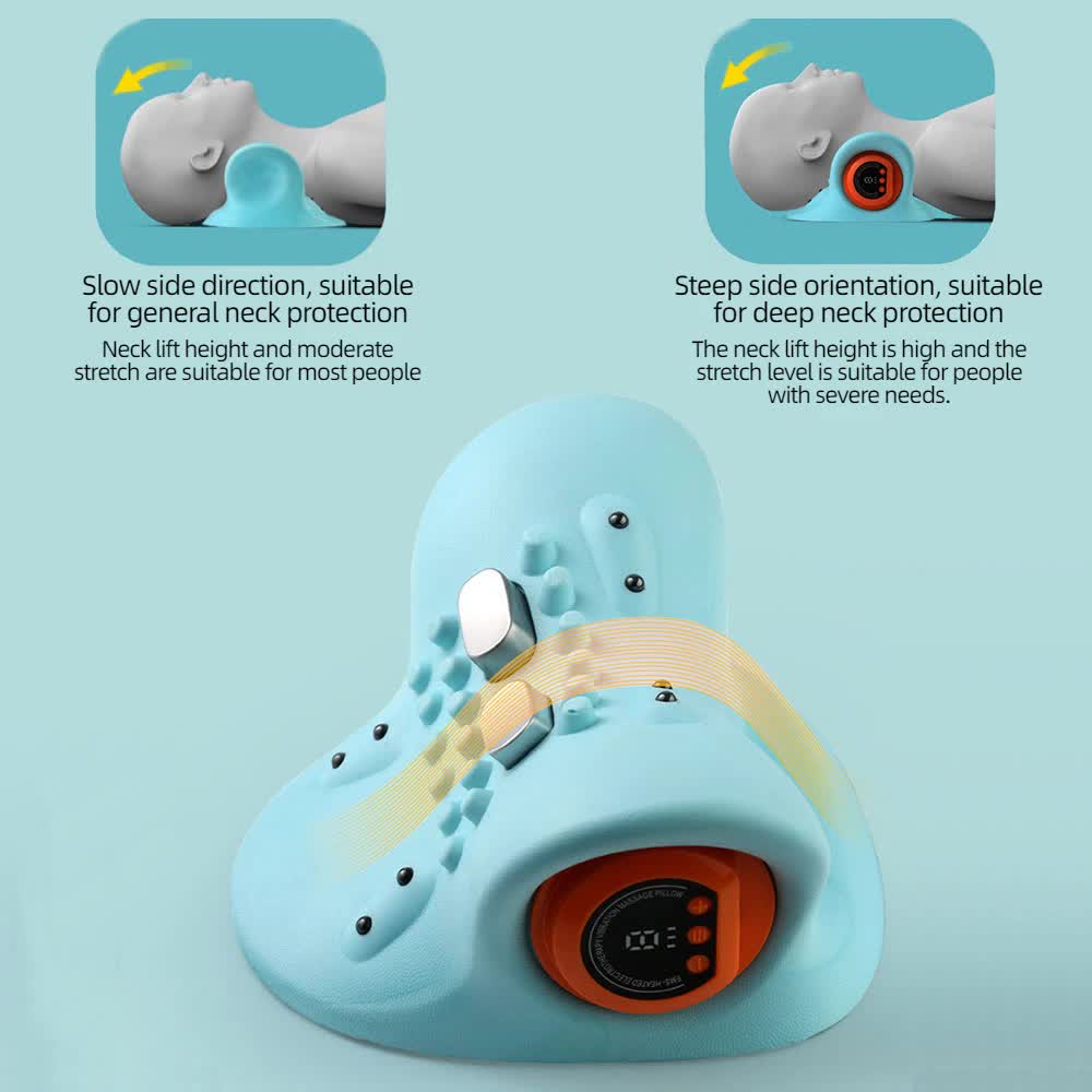 Intelligent Cervical Traction Pillow with Heat Compression & Magnetic Therapy - Red Light Therapy & EMS Pulse Dual-Angle Neck Massager - Image 5