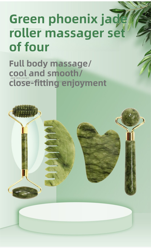 4-in-1 Natural Xiuyan Jade Facial Roller and Gua Sha Set for Face and Body Massage - Image 2