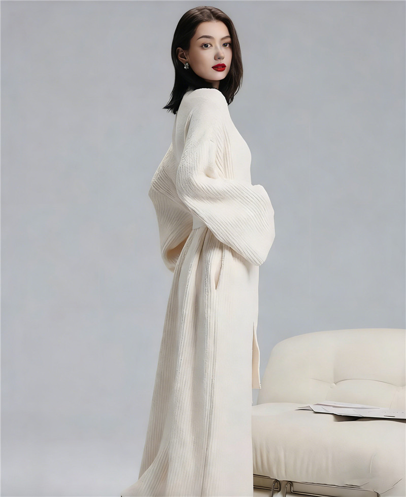 Rose Red Women's Ultra-Soft Plush V-Neck Cardigan Robe - Extra Thick Half-Velvet Warm Housecoat & Outdoor Wearable Sleepwear - Image 3