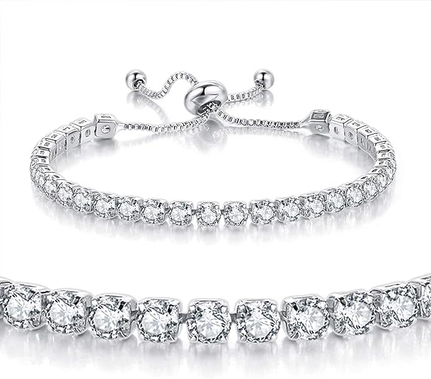 Silver High-Sparkle Cubic Zirconia Double Row Iced-Out Tennis Bracelet (5.7