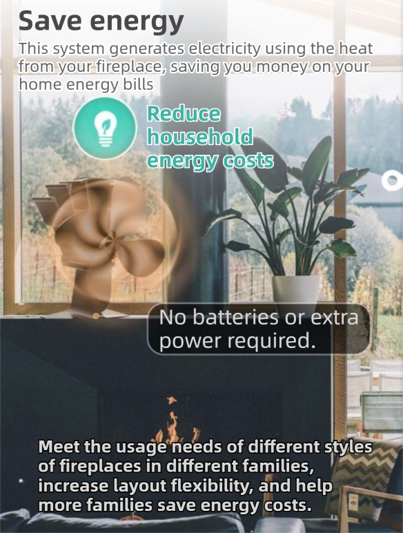 Mini Heat-Powered Fireplace Fan - Eco-Friendly and Self-Powered Silent Thermal Air Circulation Fan for Home Heating (No Electricity) - Image 5