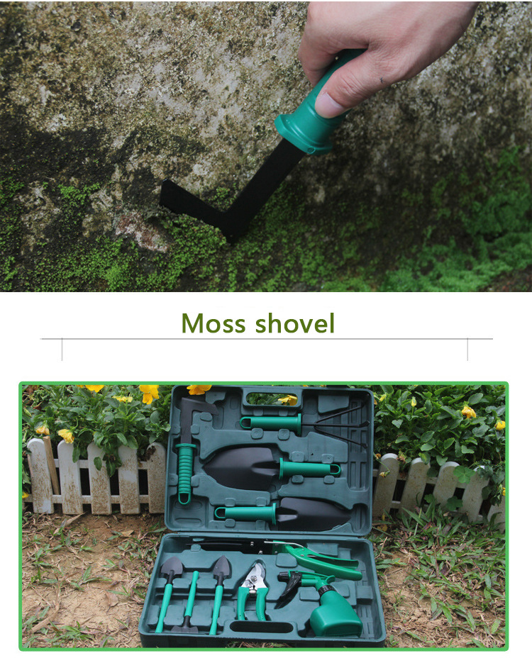 10-Piece Green Professional Garden Tool Set with Carrying Case - Ergonomic Gardening Kit for Digging, Weeding & Pruning - Image 4