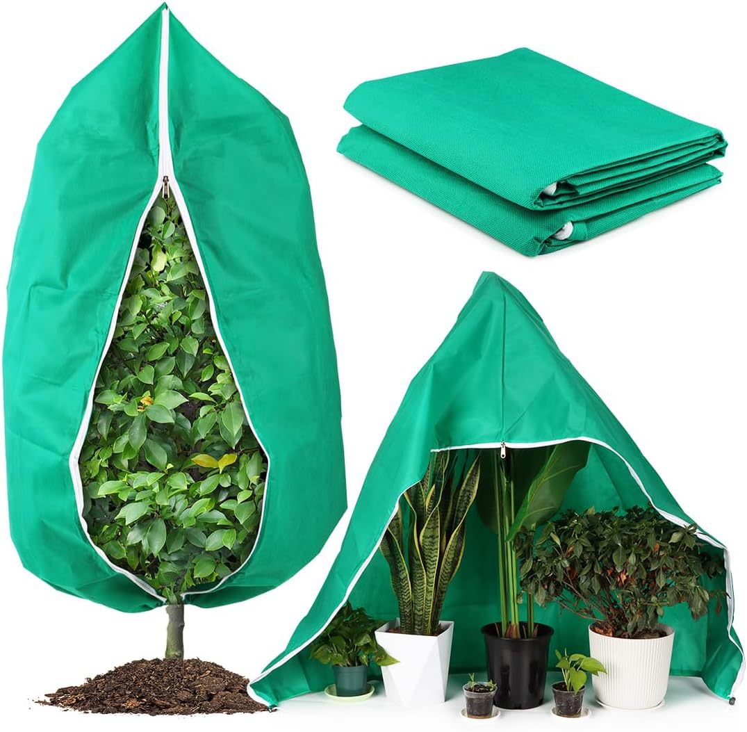 4-Pack Winter Plant Cold Protection Covers with Zipper & Drawstring - Thickened Frost Thermal Blankets and UV Resistant Shrub Jackets (60 x 80 CM) - Image 1