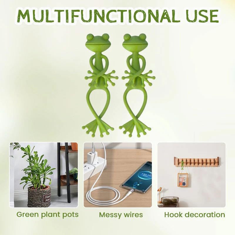 5-Pack Flexible Frog Plant Ties & Multifunctional Organizers - Reusable Weather-Proof Garden Twists and Whimsical Support Hooks - Image 4