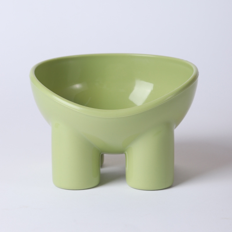 2-Pack Macaron Green Elevated Pet Bowls with Anti-Tip 4-Leg Base - Ergonomic Tilted Neck Protection Cat Food & Water Bowls - Image 1