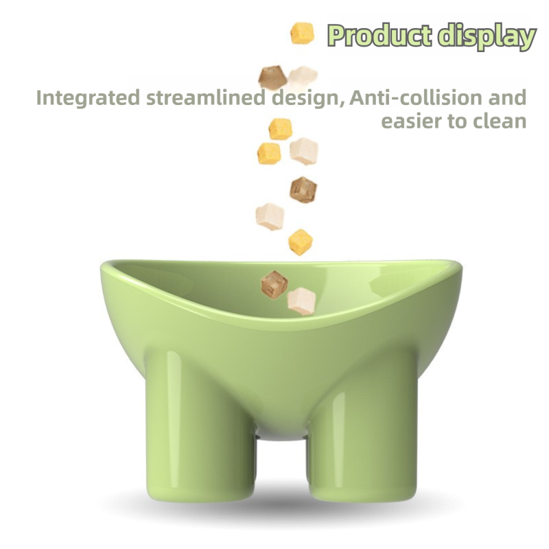 2-Pack Macaron Yellow Elevated Pet Bowls with Anti-Tip 4-Leg Base - Ergonomic Tilted Neck Protection Cat Food & Water Bowls - Image 4