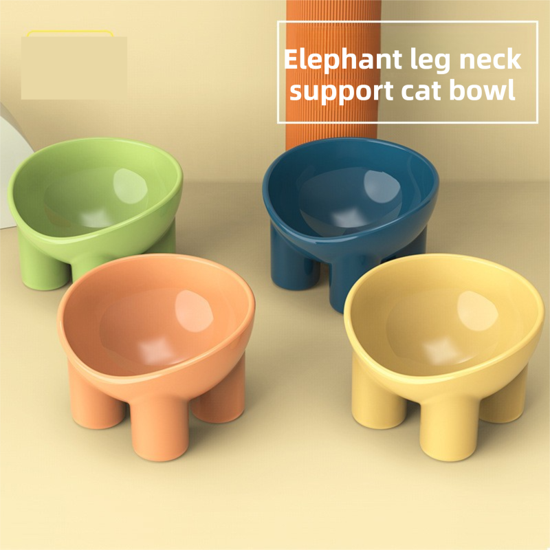 2-Pack Macaron Blue Elevated Pet Bowls with Anti-Tip 4-Leg Base - Ergonomic Tilted Neck Protection Cat Food & Water Bowls - Image 2