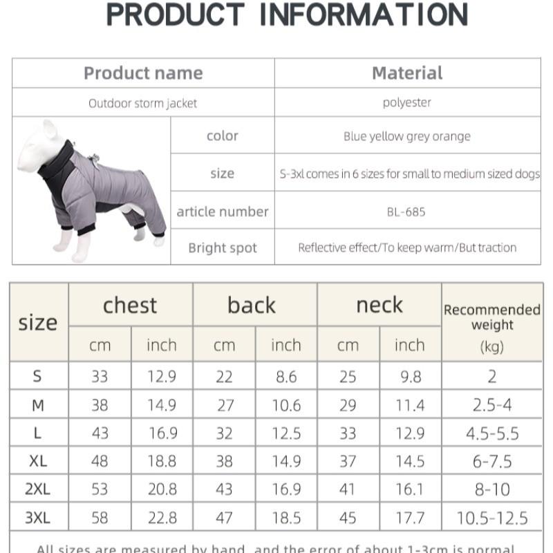 M Size Blue Winter Waterproof Dog 4 Leg Jumpsuit for Full Body Warmth - Reflective Windproof Pet Puffer Coat with Integrated Harness - Image 6
