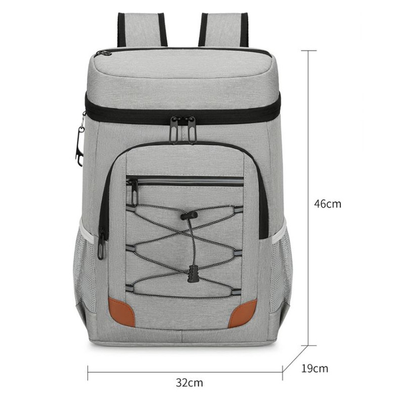 Light Grey 5.55 Gallons Large Insulated Picnic Backpack with Multi Pockets & Leak-Proof Interior - Multifunctional Waterproof Thermal Lunch Bag for Camping, Hiking & Outdoor Travel - Image 6