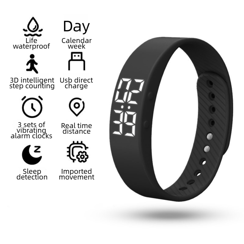 Black Silent Vibration Alarm Smart Silicone Wristband with 3-Alarm Settings - Discreet Wake-Up Device for Teens & Adults (Vertical version) - Image 1