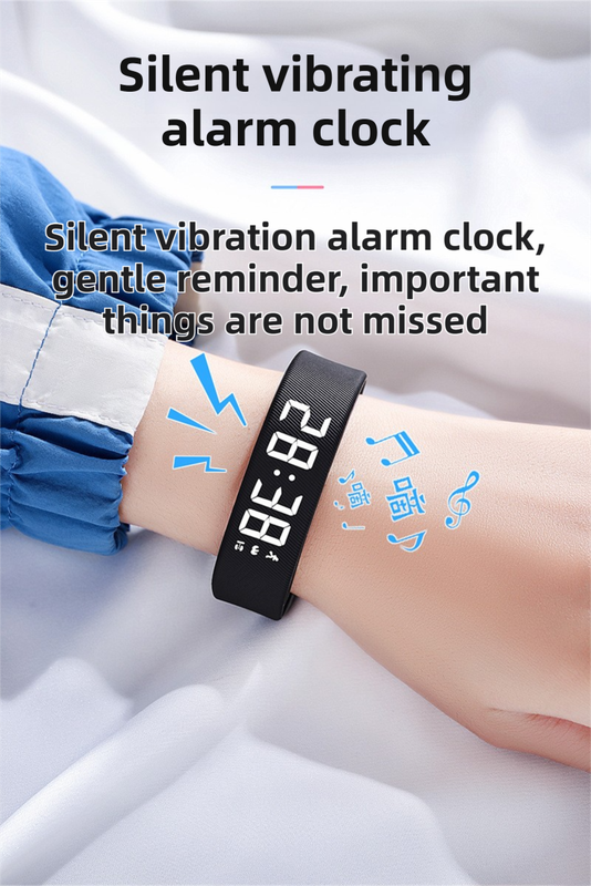 Orange Silent Vibration Alarm Smart Silicone Wristband with 3-Alarm Settings - Discreet Wake-Up Device for Teens & Adults (Horizontal version) - Image 2